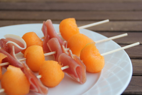 Billes de melon jambon cru