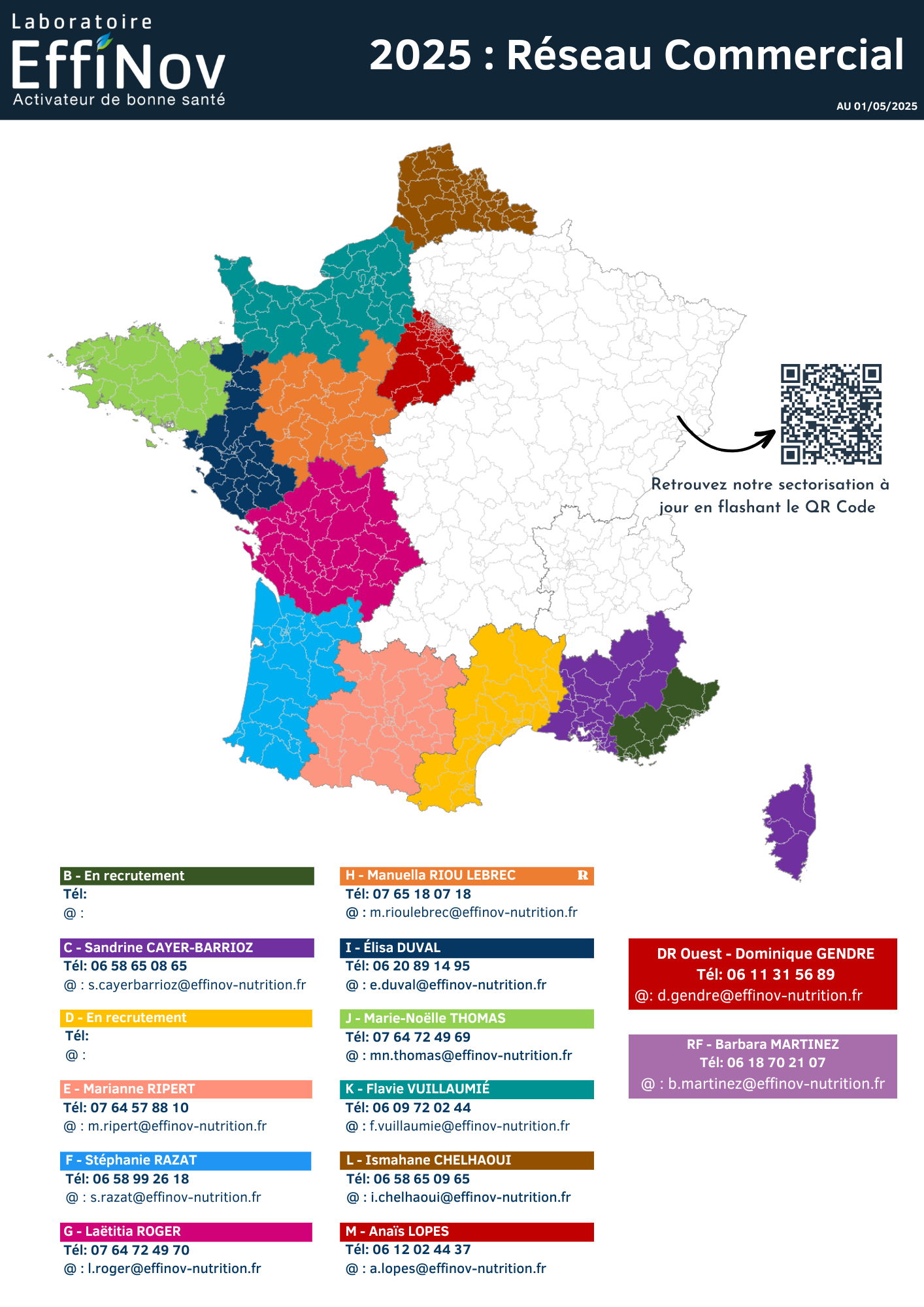 Carte de sectorisation commerciale EFFINOV - 2025
